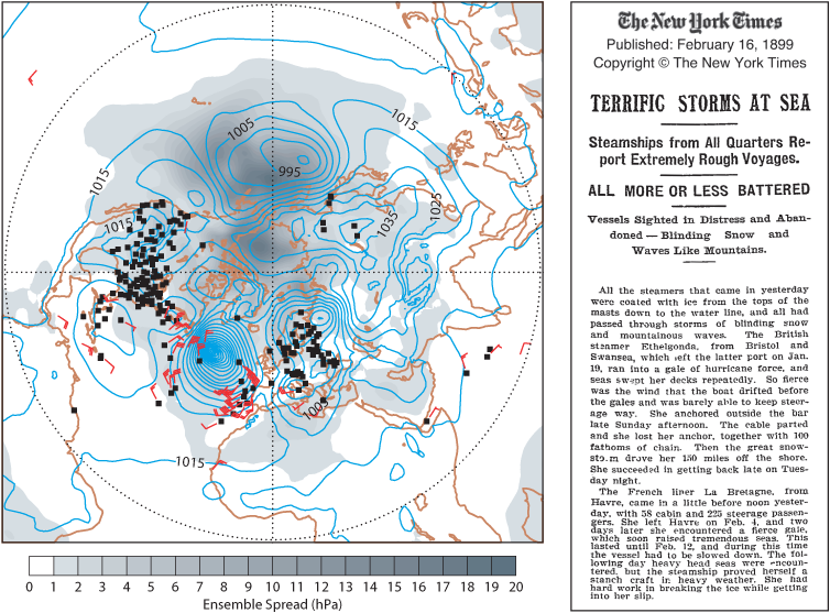Reanalysis of a storm in the Atlantic in 1899